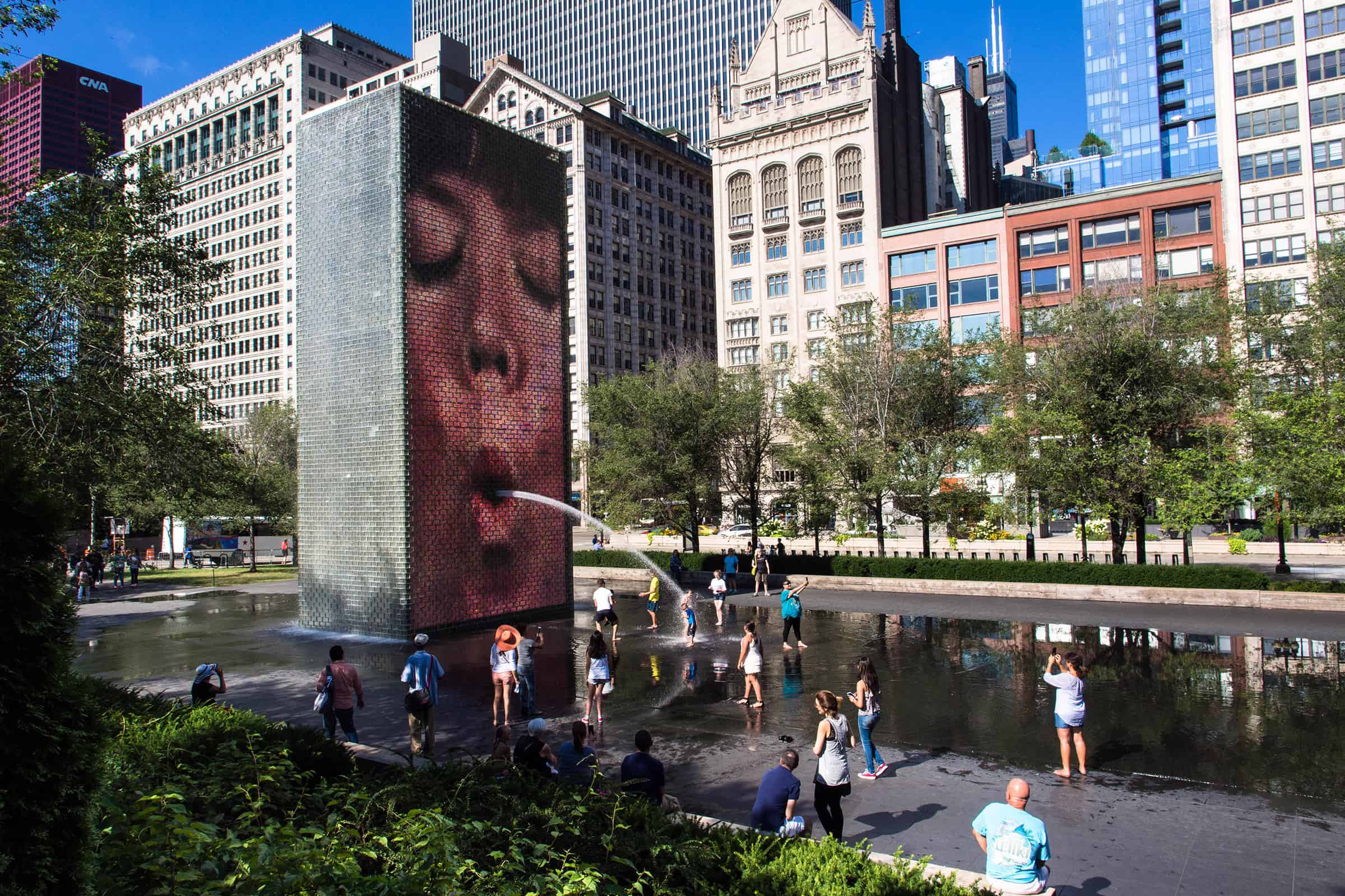 Crown Fountain bij het Millennium Park in Chicago