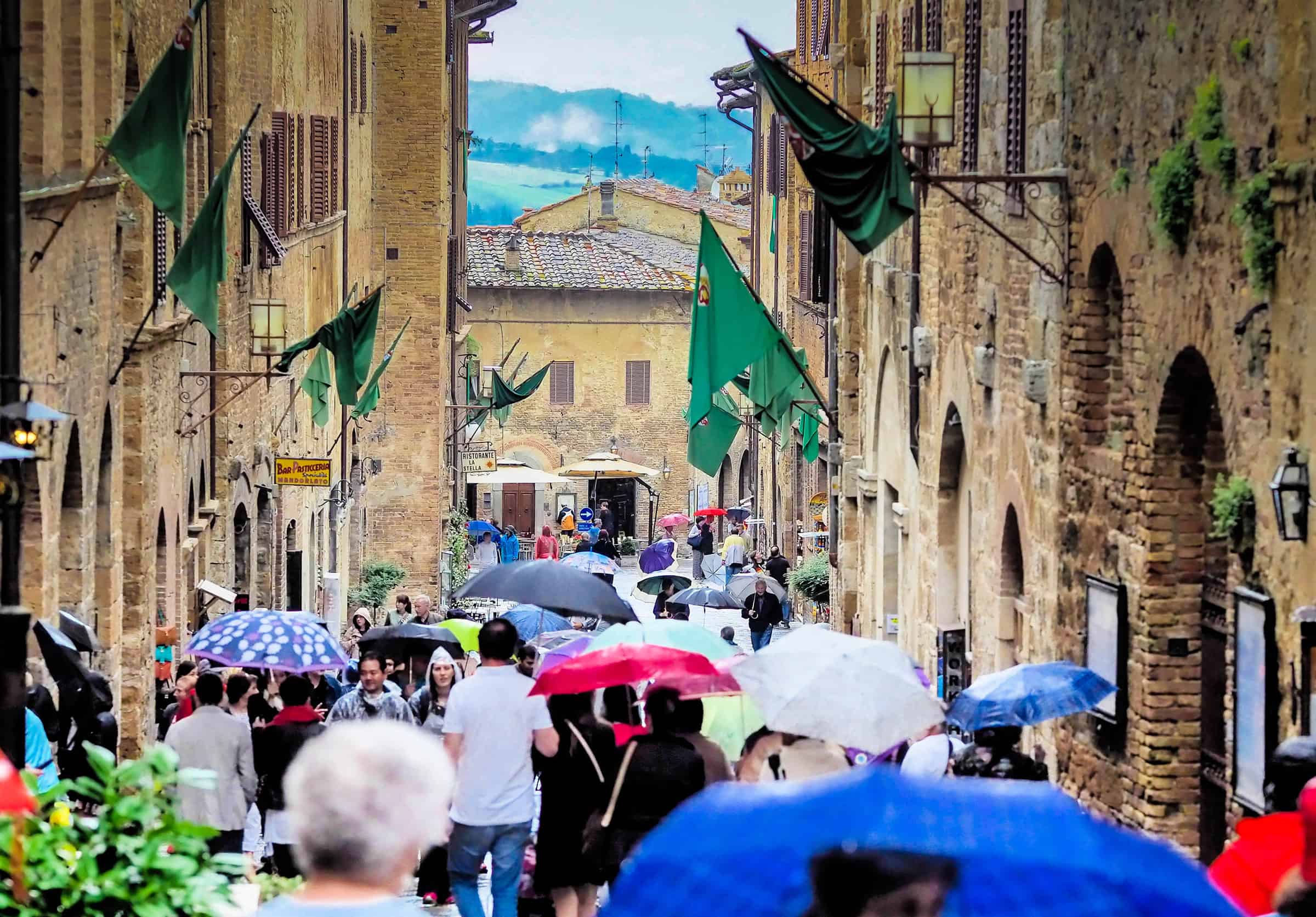 Het toeristische centrum van San Gimignano